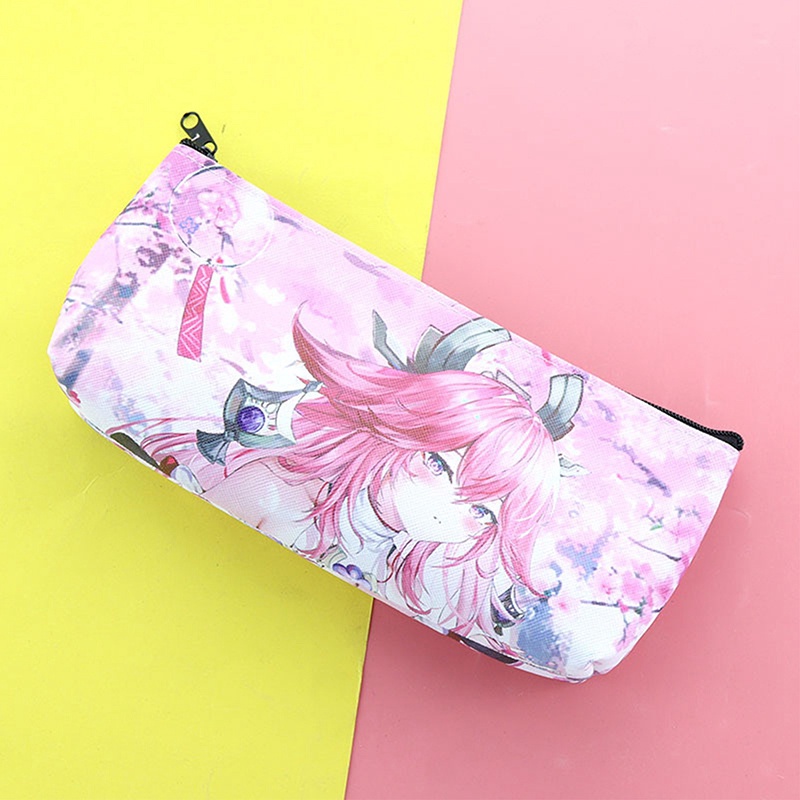 Túi Đựng Bút Bằng pu Sức Chứa Lớn Hình anime songping genshin Cho Học Sinh