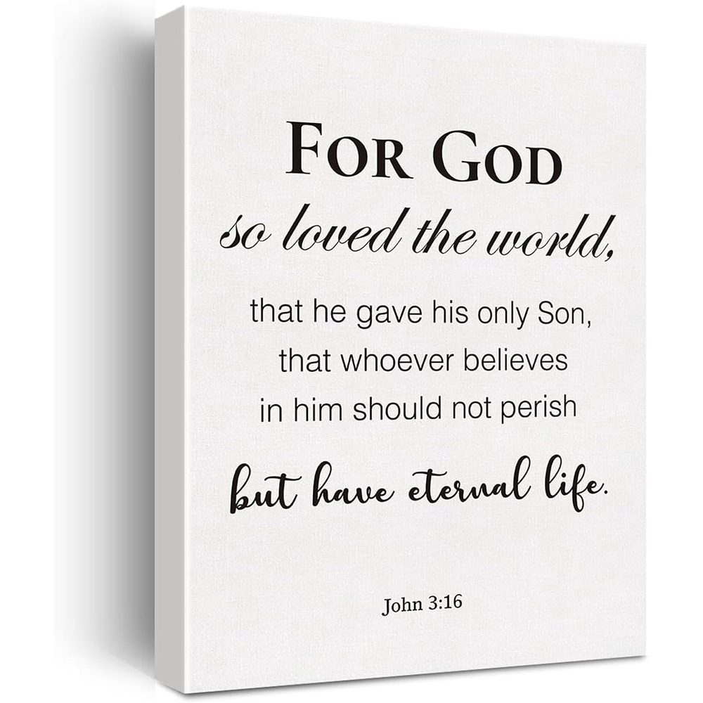 Christian Canvas Nghệ Thuật Treo Tường Cho Chúa Rất Yêu Thế Giới John 3: 16 Canvas In Kinh Thánh Câu