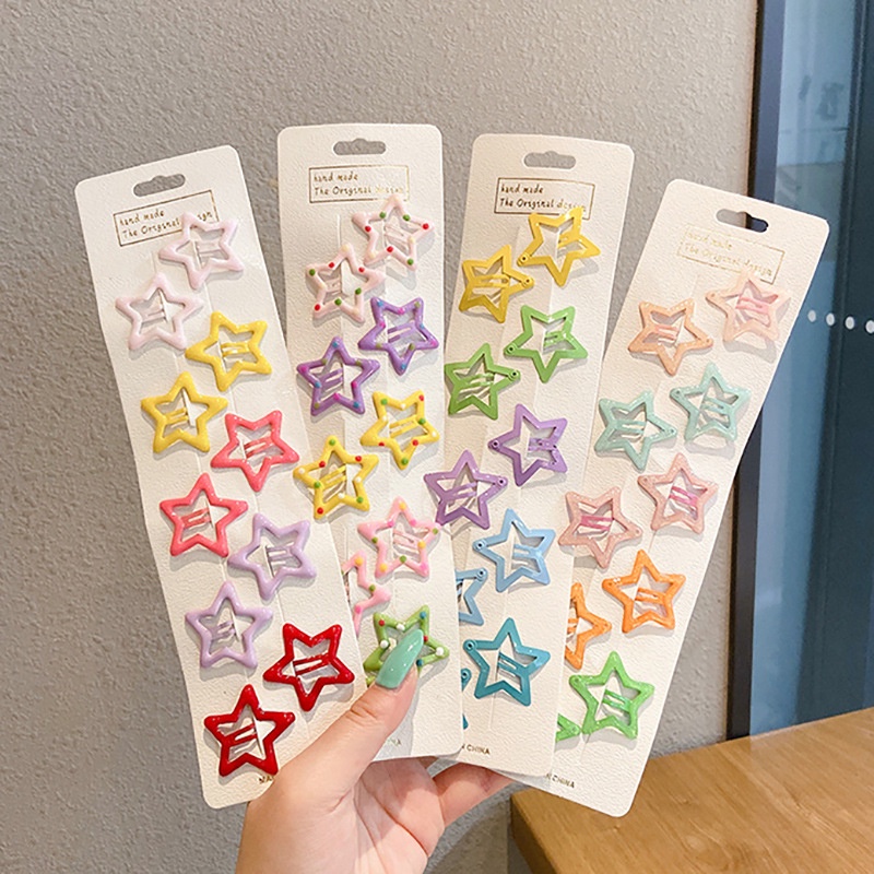 Set 20 Kẹp Tóc mini Hình Ngôi Sao Nhiều Màu Sắc Ngọt Ngào Dễ Thương Phong Cách Hàn Quốc Cho Nữ