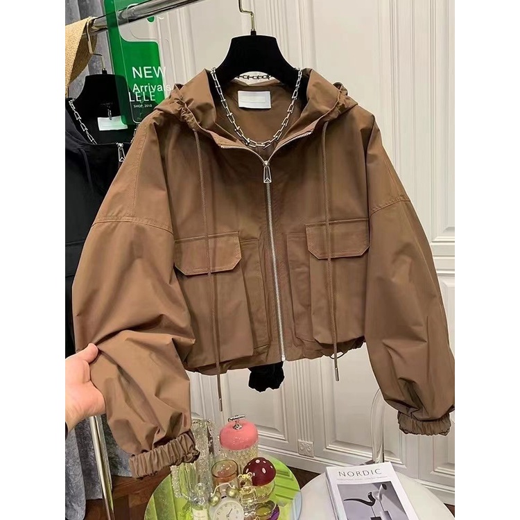 Áo Khoác Trùm Đầu Dáng Rộng Có Túi Thời Trang Mùa Thu Cho Nữ