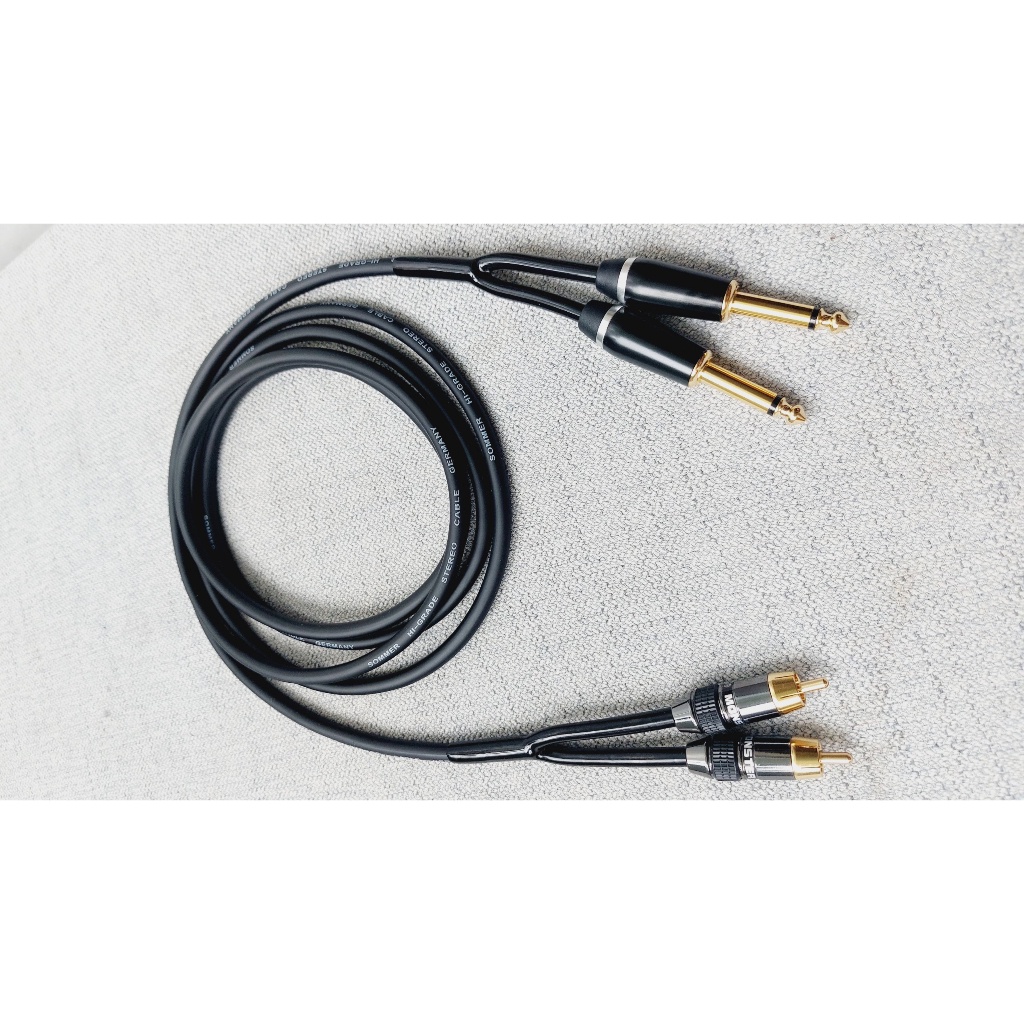 Dây tín hiệu 2 đầu jack 6ly  sang 2 đầu AV hoa sen dài 1M/2M/3M - Dây Sommer chuyển từ 2 jack 6 ly ra 2 đầu AV