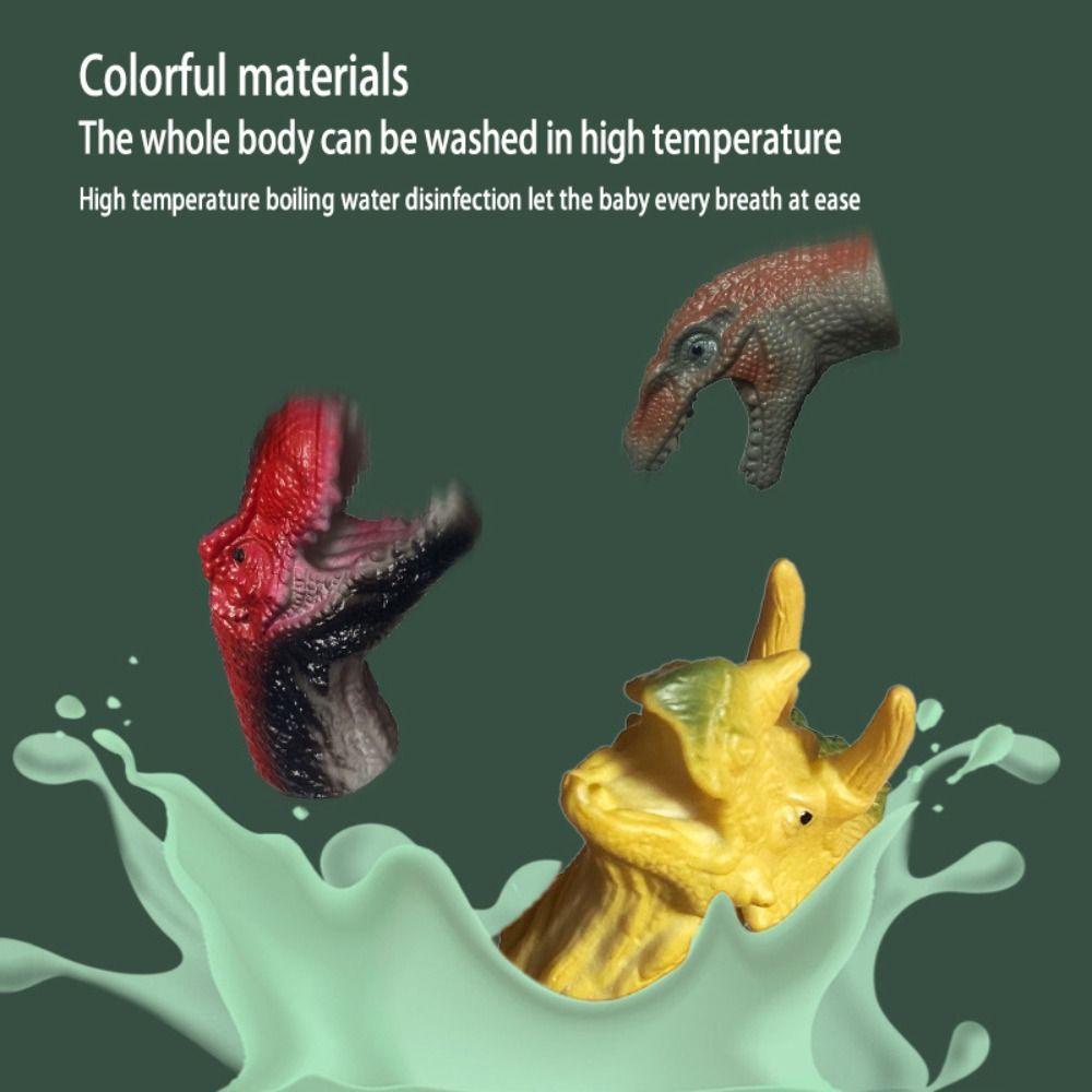 Bộ 5 Con Rối Đeo Ngón Tay Tạo Hình Khủng Long Hoạt Hình Nhiều Màu Sắc Bằng Cao Su