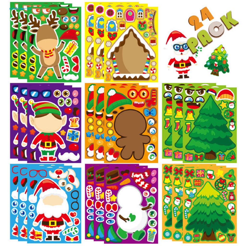 Glshime Bộ Đồ Chơi sticker Xếp Hình Ông Già Noel Tuần Lộc Nai Sừng Tấm Vui Nhộn diy Cho Bé Trai Và Bé Gái