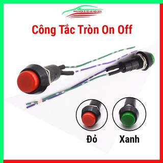Công tắc tròn on off hai màu đỏ xanh có sẵn dây điện tiện lợi lắp, chế đa năng