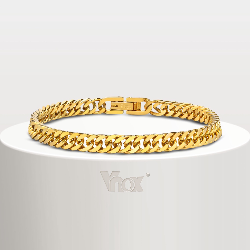 Vnox Vòng Tay Mạ Vàng 18k Kiểu Dây Xích Cổ Điển Cho Nữ