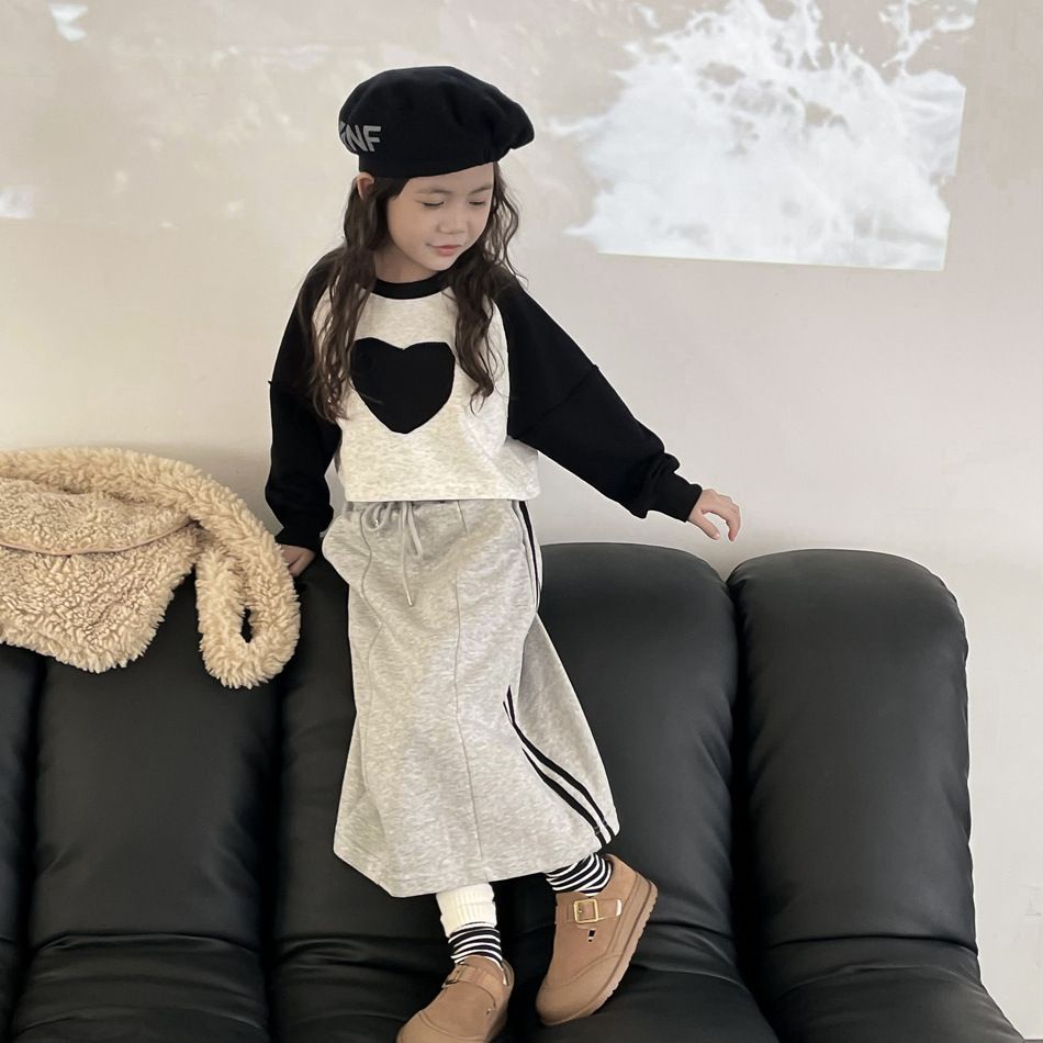 Áo Thun Tay Dài Màu Sắc Tương Phản Phong Cách Hàn Quốc Cho Bé Gái