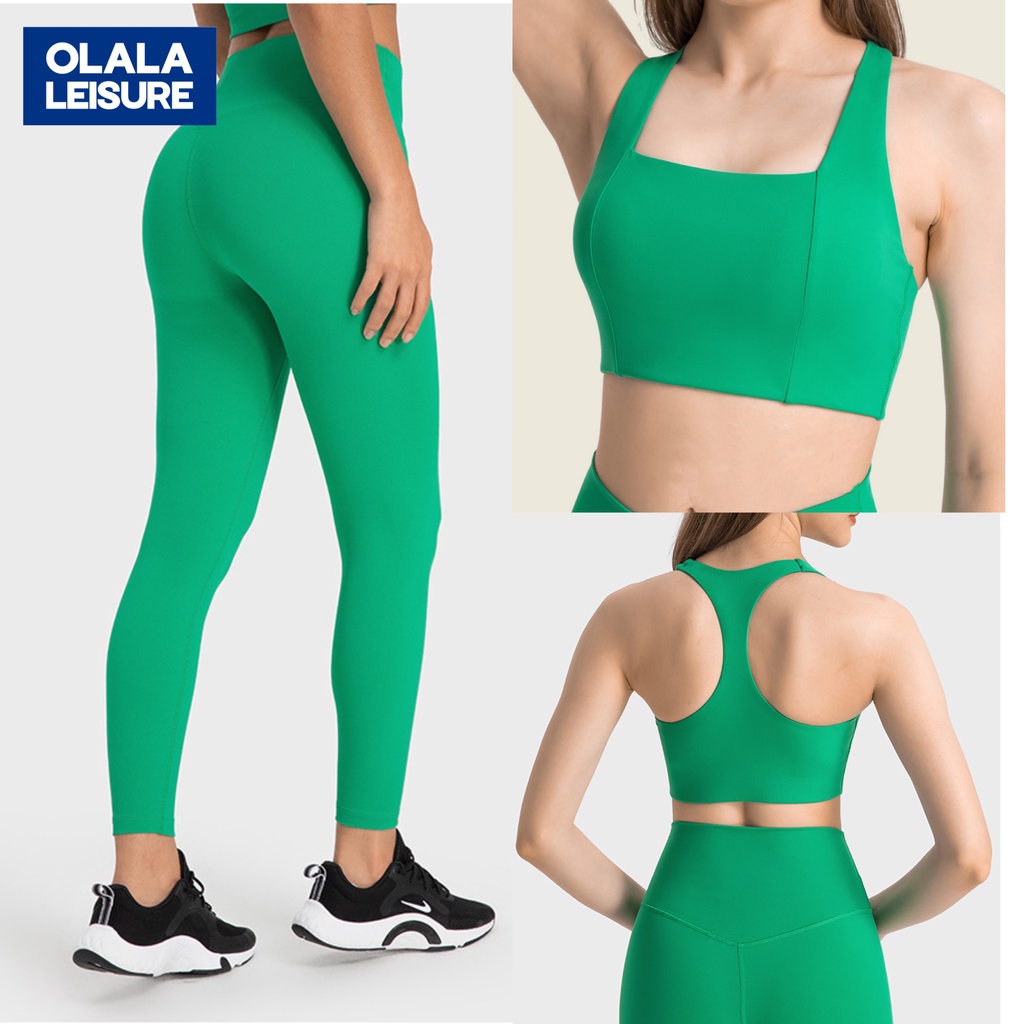 OLALA LEISURE Bộ Áo Liền Quần Thể Thao Dài Đến Mắt Cá Chân Eo Cao Nâng Hông + Quần Tập yoga Cố Định Lưng Đẹp