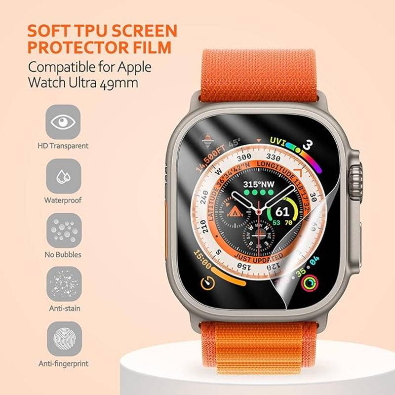 HD / Ánh Sáng Xanh Hydrogel Cho Apple Watch Series 9 8 7 41mm 45mm Ultra 2 Bảo Vệ Màn Hình Không Kín