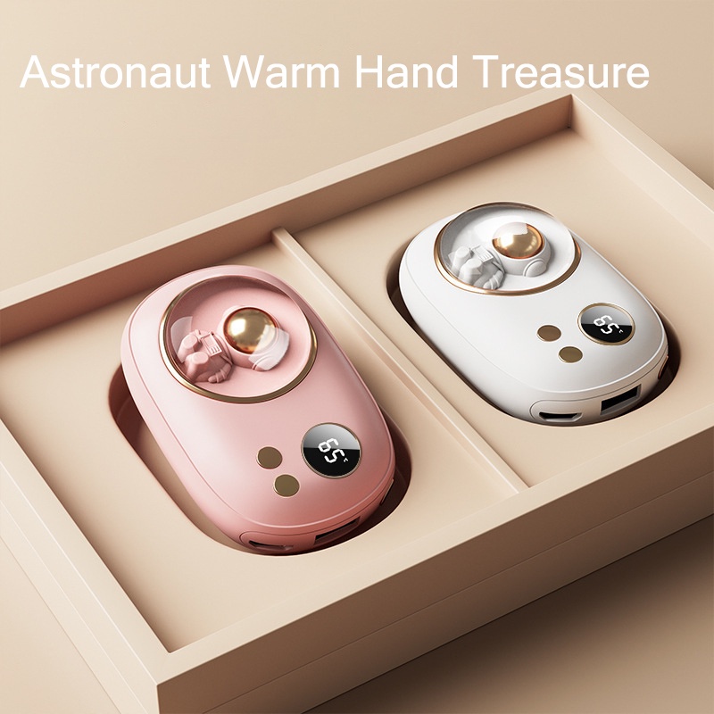 JIASHI Máy sưởi tay phi hành gia USB sạc dự phòng hai trong một màn hình đèn sưởi phi hành gia