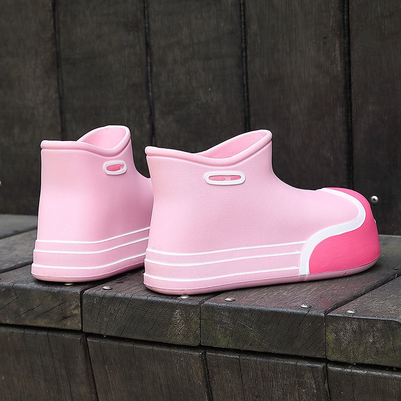 Giày mưa thời trang nữ, bên ngoài mang giày mưa ống trung bình, đế dày nhẹ không thấm nước cao su, chống trượt giày ngắn, giày nước nữ