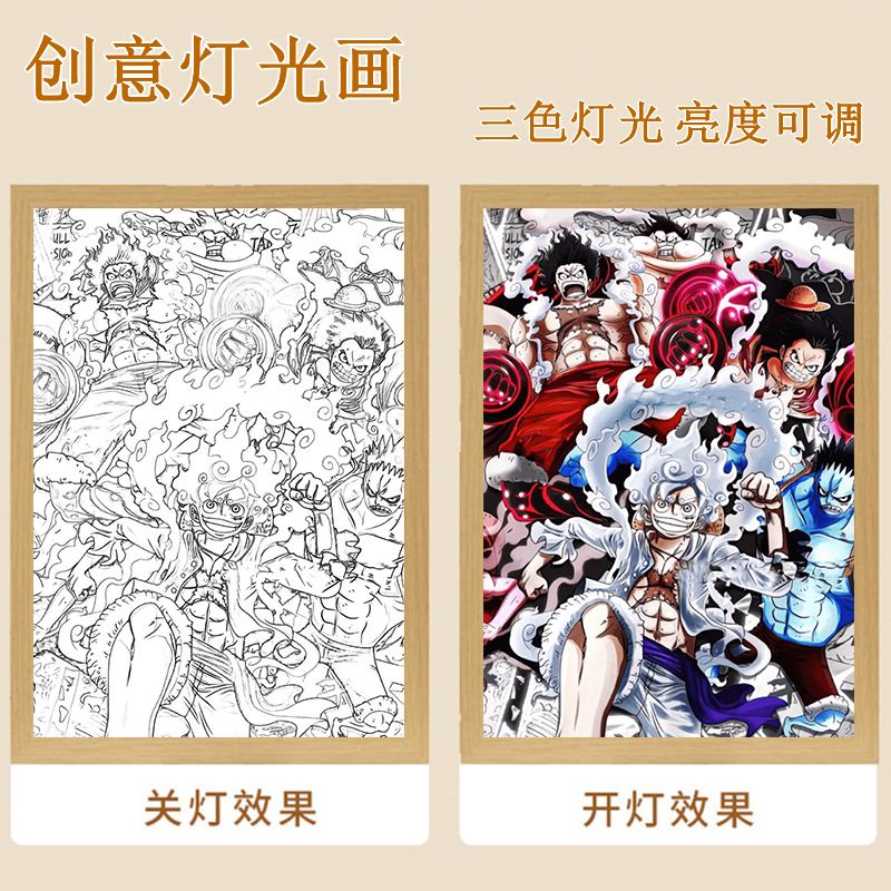 Tranh Vẽ Hoạt Hình one piece Phát Sáng Trong Đêm Dùng Để Trang Trí Phòng Ngủ