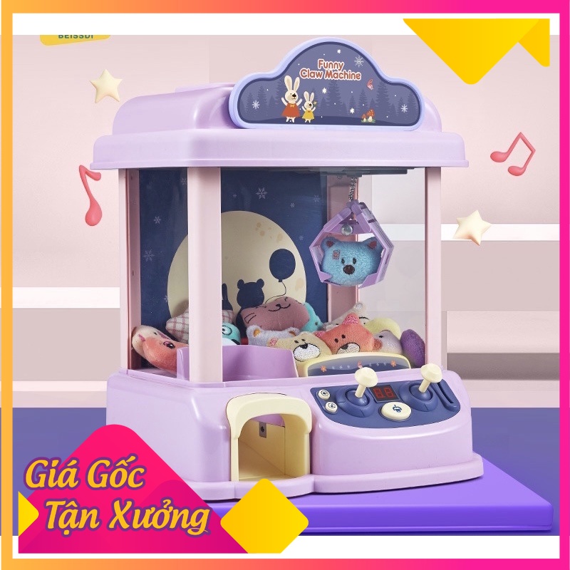 Máy gắp thú cho bé cỡ lớn kèm thú nhồi bông kèm 10 gấu, 5 bóng, 12 xu an toàn