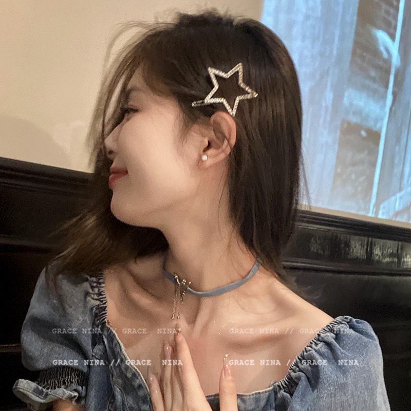1 Kẹp Tóc Hình Ngôi Sao Năm Cánh Đính Đá Thời Trang Cho Nữ y2k