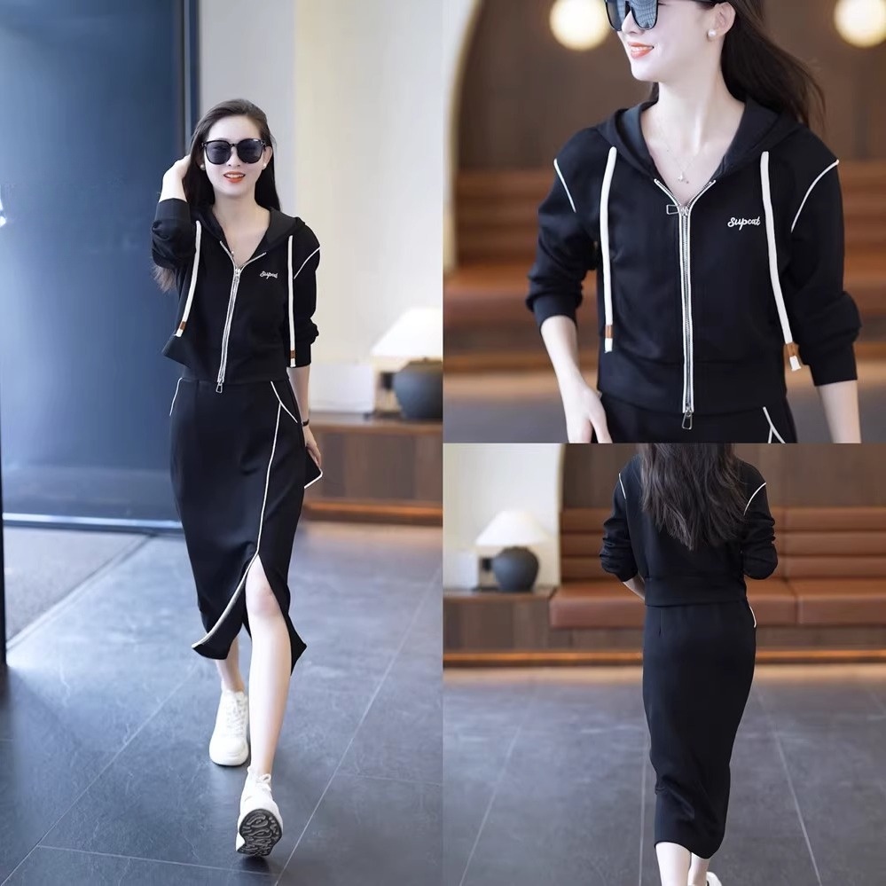 Set Áo Váy Màu Tương Phản Thời Trang Mùa Thu Cho Nữ 120kg