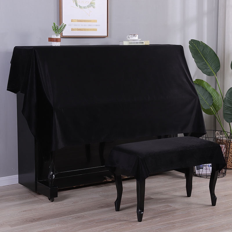 Tấm Vải Che Nửa Đàn piano Chống Bụi Màu Trơn Thêu Họa Tiết Đơn Giản Ốp