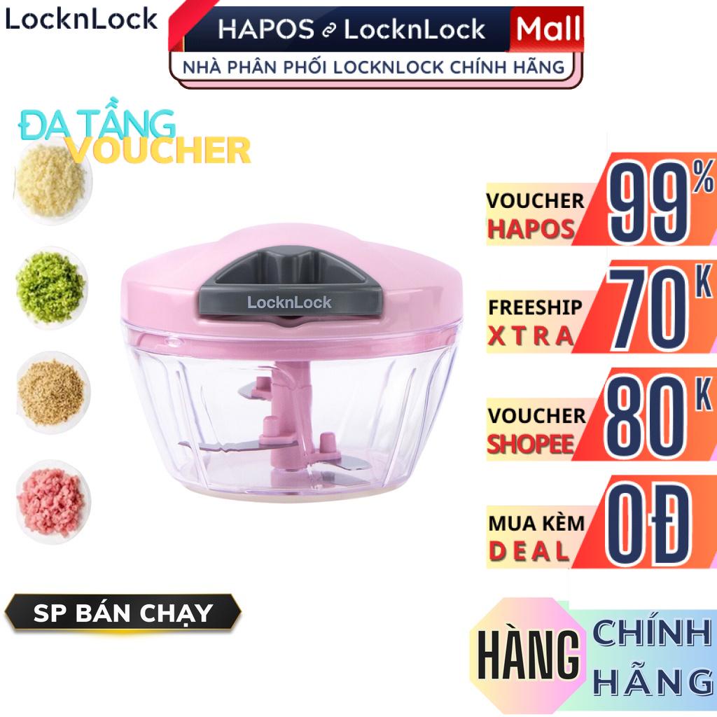 Xay tỏi ớt LocknLock mini kéo tay không cần điện tiện lợi CKS308PIK băm rau củ, làm đồ ăn dặm - DEAL SỐC 0 ĐỒNG - HAPOS