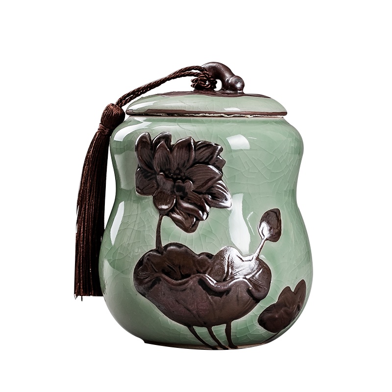 Hộp Đựng Trà geyln celadon Hũ Trà Kín Pu 'Er