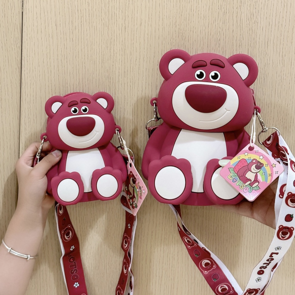 TúiĐeo Đeo Chéo Silicon Hình Gấu Dâu Lotso Thời Trang Dễ Thương