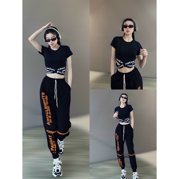 Quần jogger chất xi gió tập gym yoga zumba nhảy hiphop nhảy aerobic nhảy dân vũ đồng phục nhóm