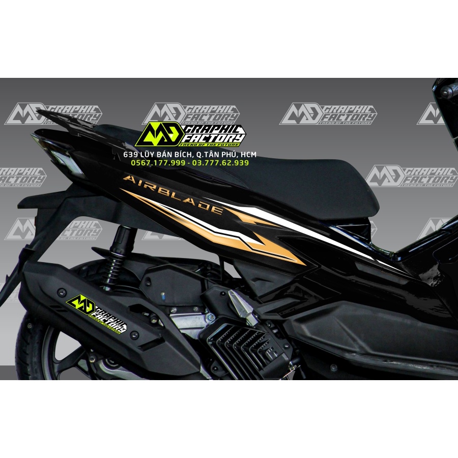 Tem rời Air Blade AB 2022 2023 xe đen - mẫu chỉ vàng đồng siêu hot - tem cao cấp không bay màu
