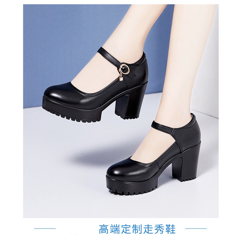 Giày Cao Gót Da Mềm Đế Dày Chống Thấm Nước Thời Trang Cho Phụ Nữ Trung Niên