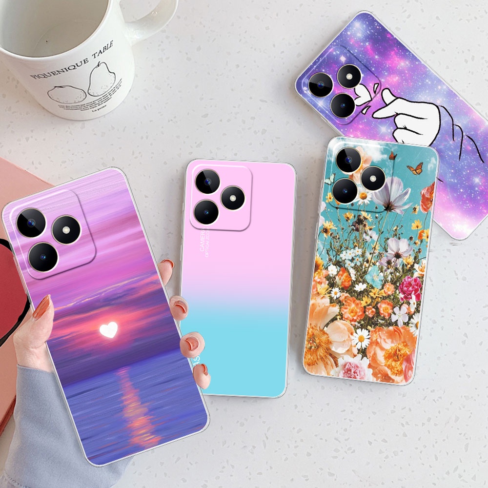 Realme Ốp Điện Thoại Silicon tpu Mềm Trong Suốt Họa Tiết Bướm / Mèo Thời Trang Cho oppo realmec51 c 