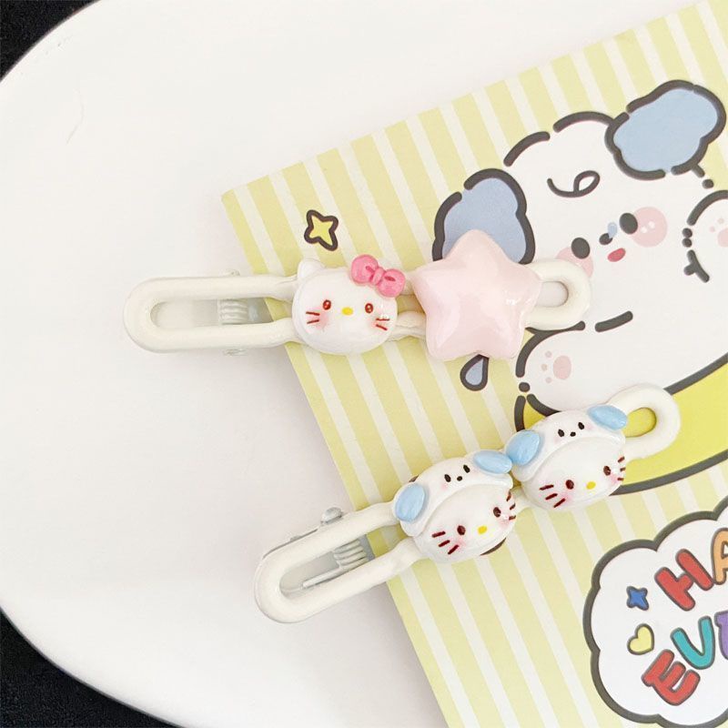 Dễ thương Kitty Hairpin Liu Hairpin Ngôi sao Phụ kiện tóc Mũ hoạt hình Clip tóc