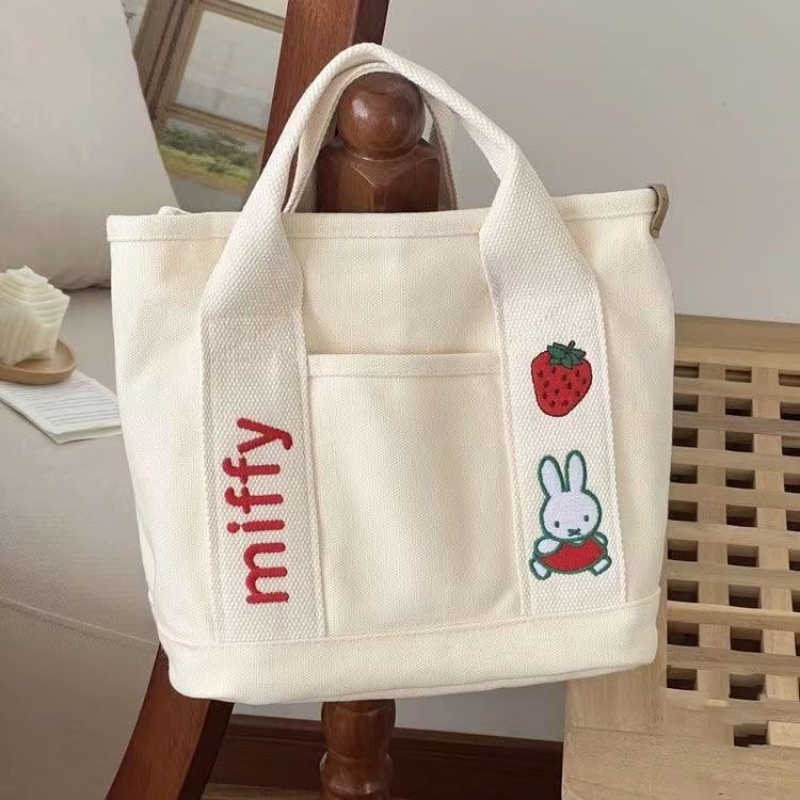 Túi Vải canvas Thêu Hình Thỏ Dễ Thương Phong Cách Hàn Quốc Cho Nữ
