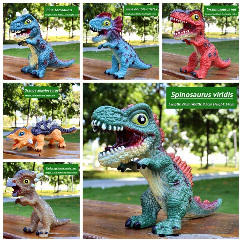 Mmluck Đồ Chơi Mô Hình Khủng Long Bằng Cao Su Mềm Nhiều Màu Sắc Phát Ra Âm Thanh Dành Cho Trẻ Em triceratops