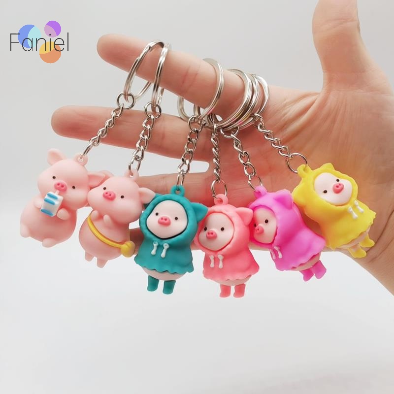 Móc Khóa Hình Búp Bê Heo Hoạt Hình Dễ Thương Cầm Túi Xách