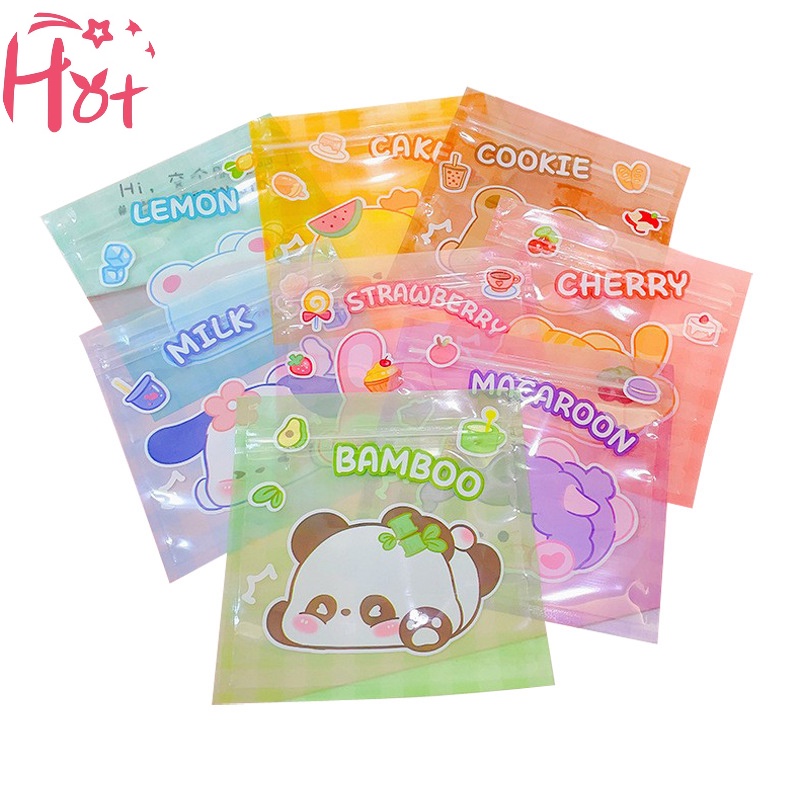 Set 10 Túi Zip Bằng Nhựa Họa Tiết Hoạt Hình Đựng Bánh Kẹo / Sô Cô La / Quà Tặng