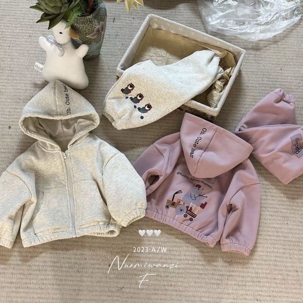 Bộ Đồ Thể Thao Dáng Rộng Có Mũ Trùm Thoải Mái Theo Phong Cách Thu Đông Hàn Quốc Dành Cho Nữ