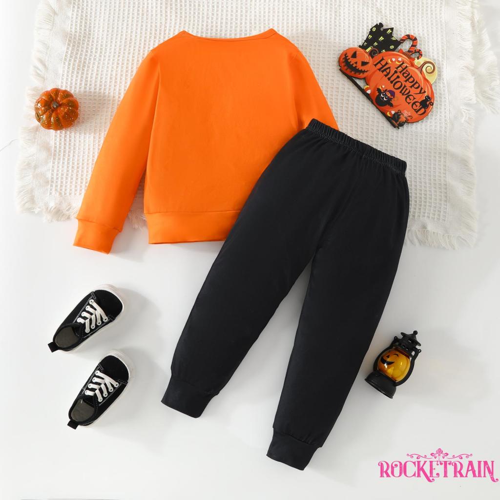 Set Đồ halloween 2 Món Gồm Áo Thun Tay Dài In Hình Bộ Xương + Quần Dài Cho Bé
