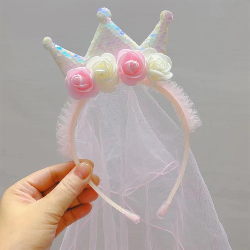 Cài Tóc Hình Vương Miện Công Chúa Đính Kim Sa Lấp Lánh Cho Bé Gái