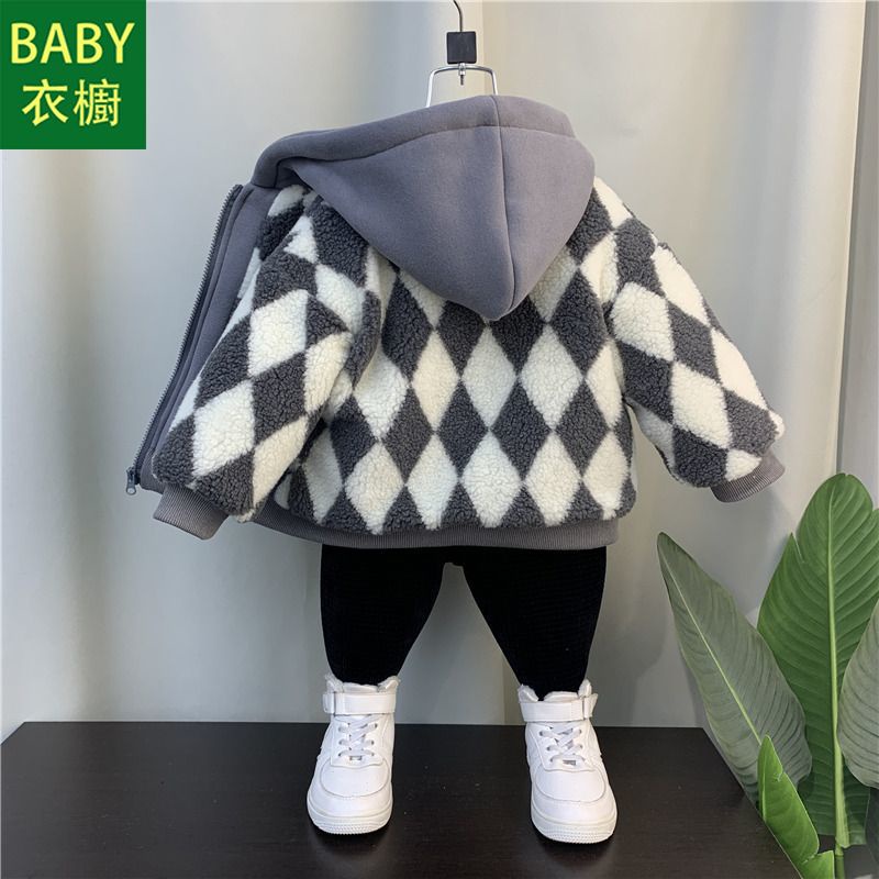 Áo Khoác Lông Cừu Lót cotton Dày Dặn Phong Cách Hàn Quốc Thời Trang Mùa Đông Hàng Mới 2023 Dành Cho Bé Trai