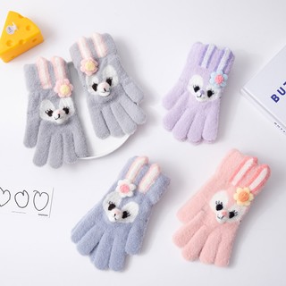 Găng Tay Len Hình Thỏ Mềm Mại Cho Bé Gái 5-12 Tuổi