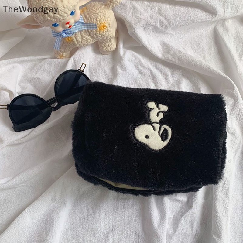 Thewoodgay Túi Đựng Bút / Mỹ Phẩm Bằng Vải Bông Sức Chứa Lớn Hình Chú Chó snoopy Cho Nữ