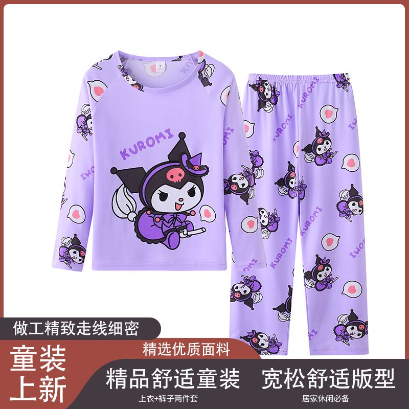Kuromi Bộ Đồ Ngủ Dài Tay Họa Tiết melody cinnamoroll Dễ Thương Cho Bé Gái