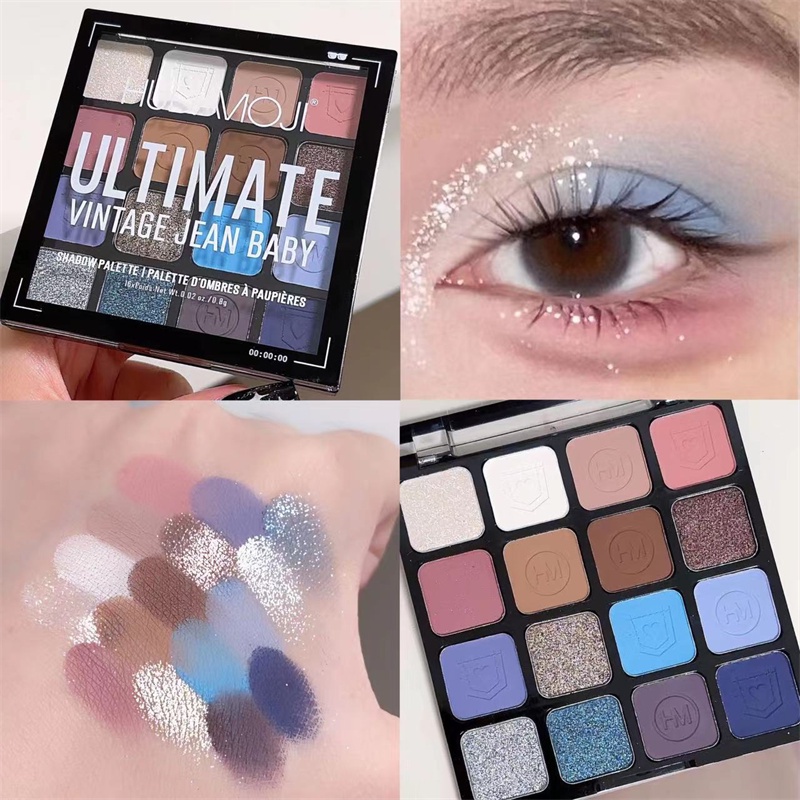 ♕ Bảng phấn mắt 16 màu Hudamoji Ngọc trai mờ Màu đất có độ bão hòa cao Phấn mắt dễ tô màu Trang điểm mắt lâu trôi 4 kiểu dáng LÊN NHẤT