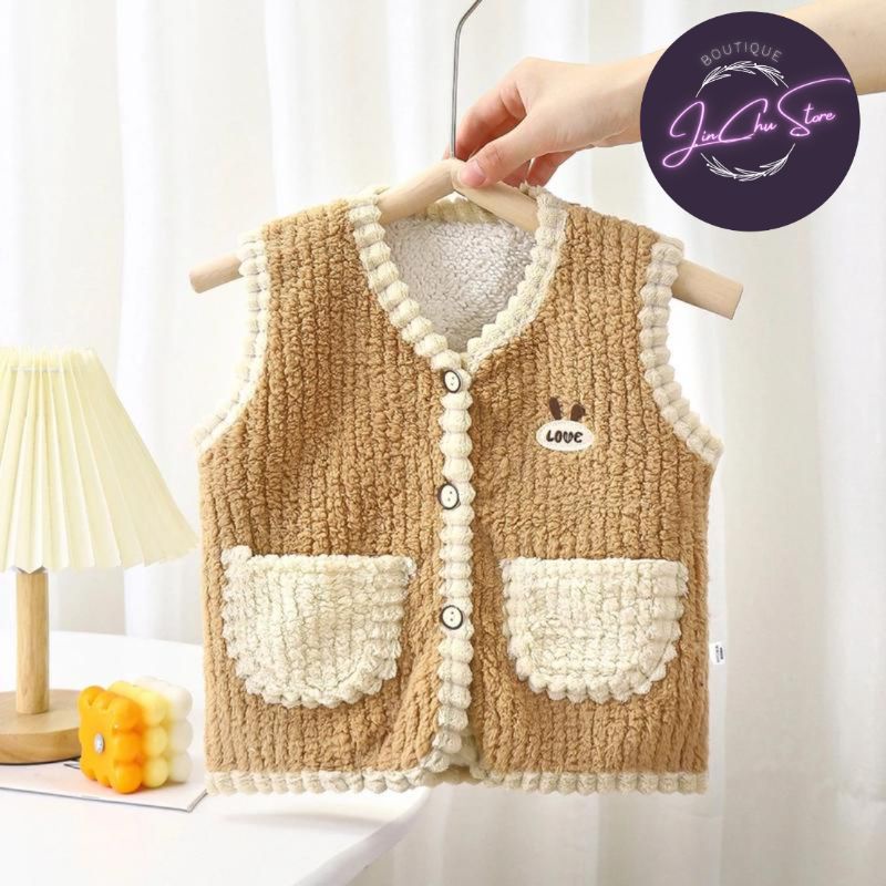 Áo khoác gile lót lông cừu cho bé Size từ 10 -20Kg