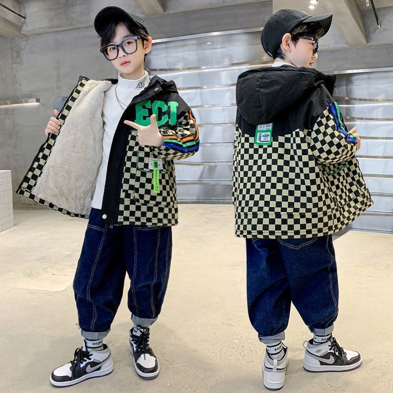 Bé trai nhung dày cotton áo khoác mùa đông mới mùa đông cotton áo ấm áo gió trẻ em áo khoác cotton hợp thời trang