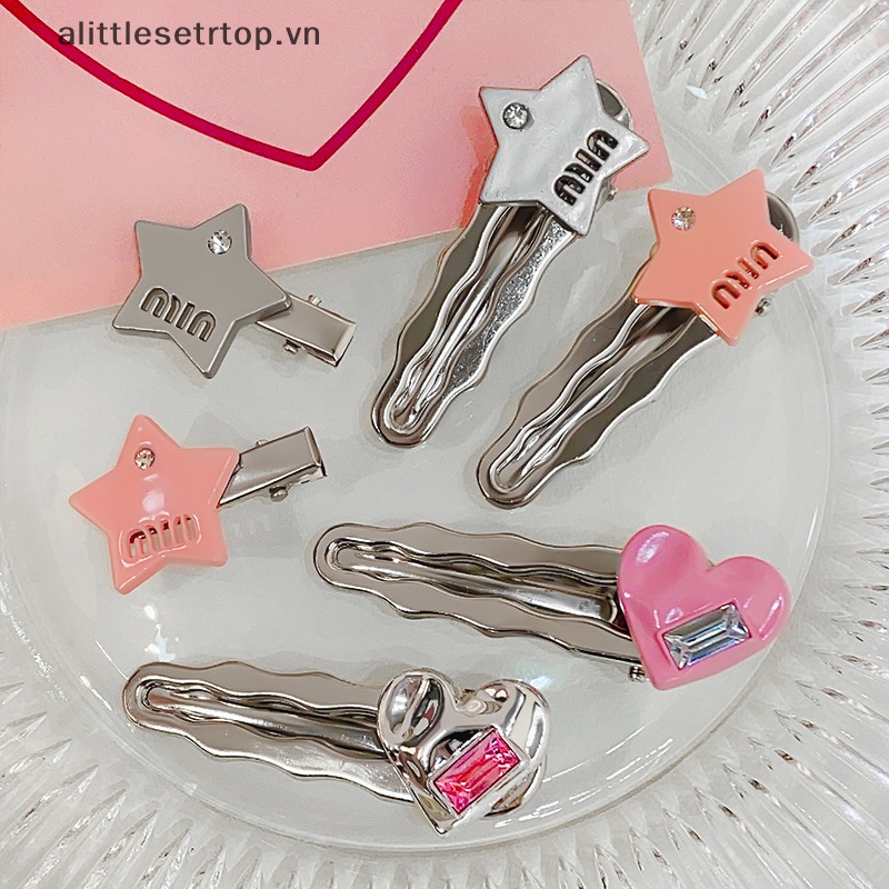 Alittlesetrtop Kẹp Tóc Mái Mỏ Vịt Đính Pha Lê Màu Hồng Hình Ngôi Sao Ngọt Ngào Khí Chất Cho Nữ