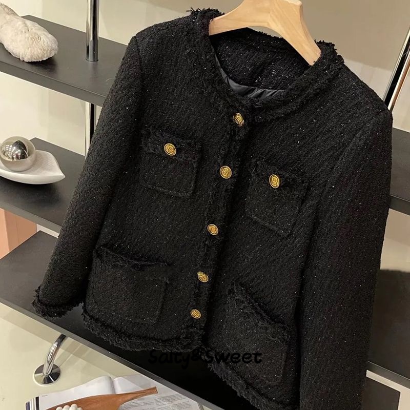 Salty&Sweet store Áo dạ tweed áo khoác dù áo khoác bomber Thông thường Phong cách Độc đáo casual WJK23A07U5 42Z231016