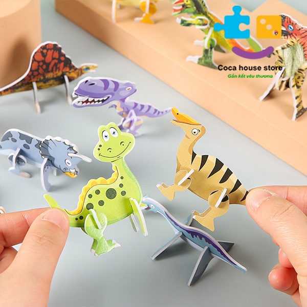 Đồ Chơi Ghép Hình 3D Bằng Giấy Hình Các Chú Khủng Long Cho Bé