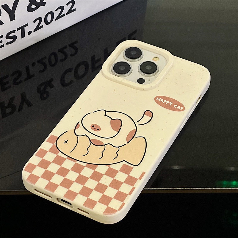 ỐP LƯNG IPHONE Hoạt Hình Ốp Điện Thoại Lúa Mì Hình Mèo Hoạt Họa Cho iphone15 / 14promax / 13 / 12 / 11 / xr / xs / x / xsmax / 6 / 7 / 8plus-RK