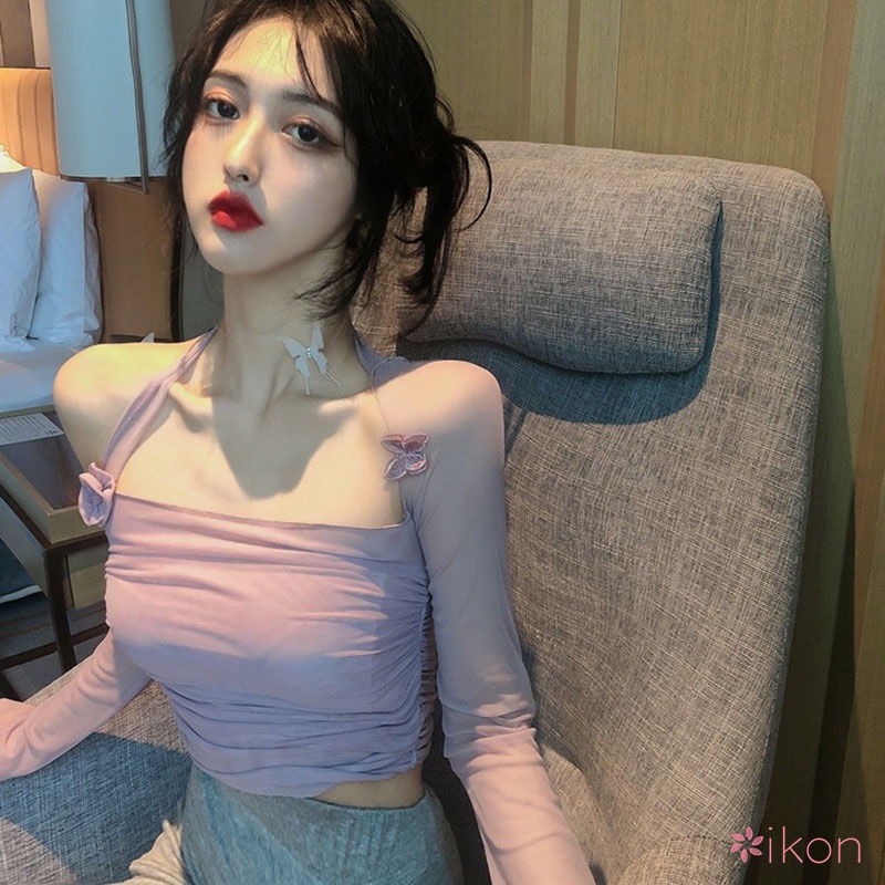 Áo Tay Dài Lệch Vai Gợi Cảm Hợp Thời Trang Dành Áo Thun Cho Nữ