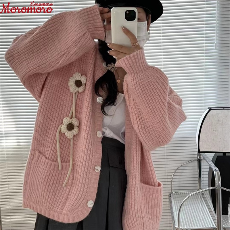 Moromoro Áo Len áo khoác cardigan Dễ thương Phong cách Hàn Phong Trendy WMY23A0CJK 42Z231017