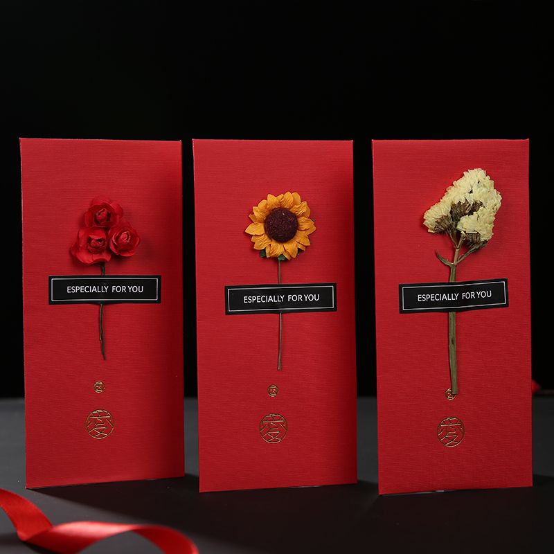 🔥Set 10 Bao Lì Xì Đỏ Họa Tiết Hoa Khô Sáng Tạo Dành Cho Đám Cưới