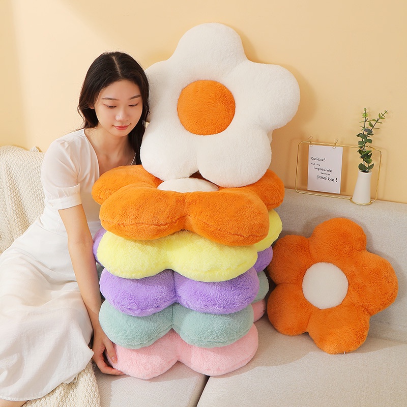 Gối Tựa Lưng Vải Nhung Hình Hoa Cúc / Bồ Công Anh Kích Thước 35x35cm