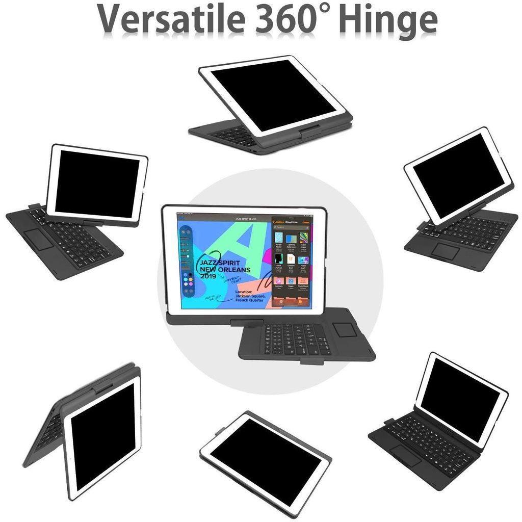 Bao Da Máy Tính Bảng Có Bàn Phím bluetooth 360 Độ Tự Động Bật / Tắt Cho ipad 10.2 inch / air 5 / air 4 / ipad 10th gen / mini 6